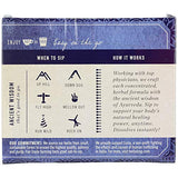 Herbal Zap sachet se dissolvant dans eau chaude ou froide, pratique en déplacement.