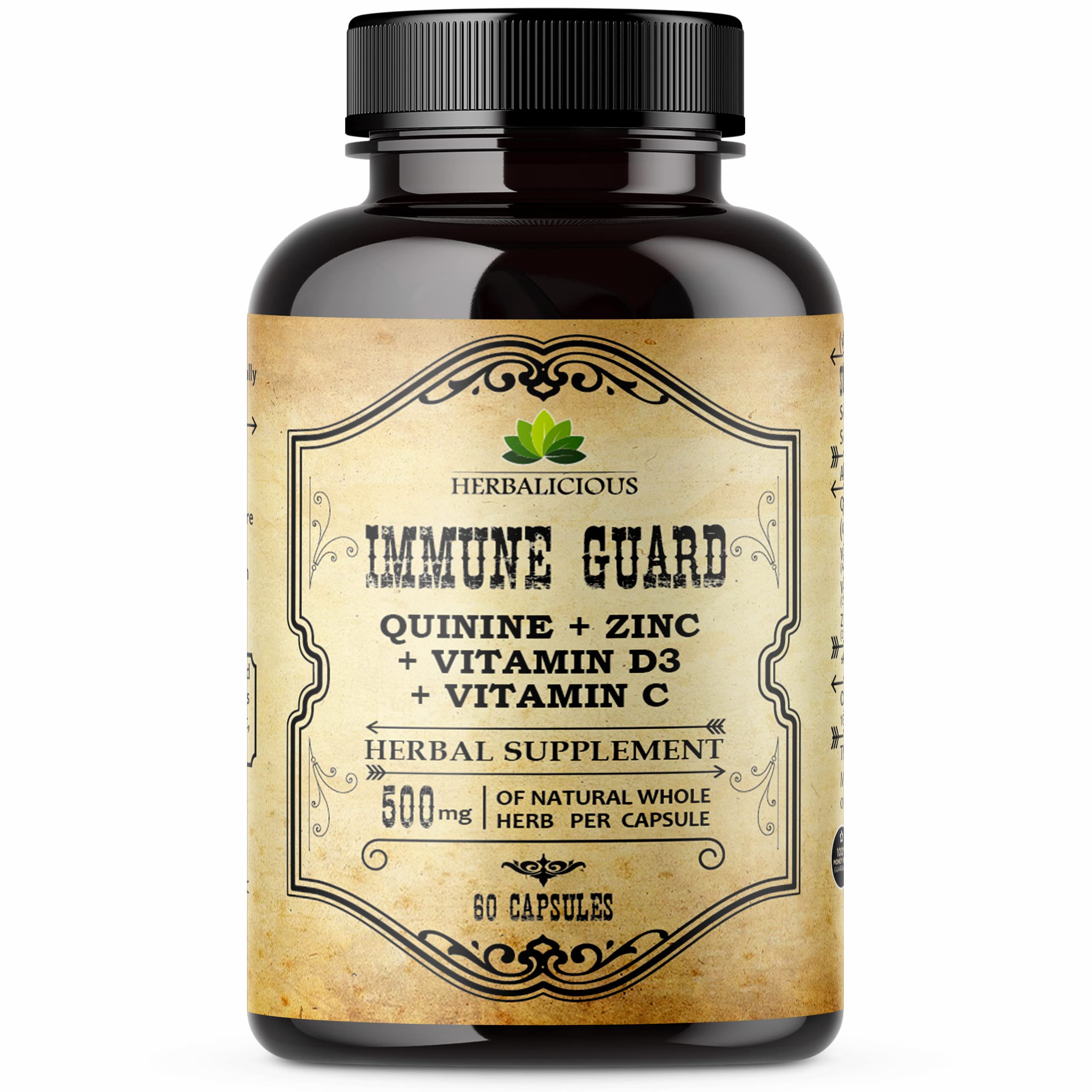 HERBALICIOUS Quinine Immune Guard – bouteille de capsules, soutien potentiel à l’immunité