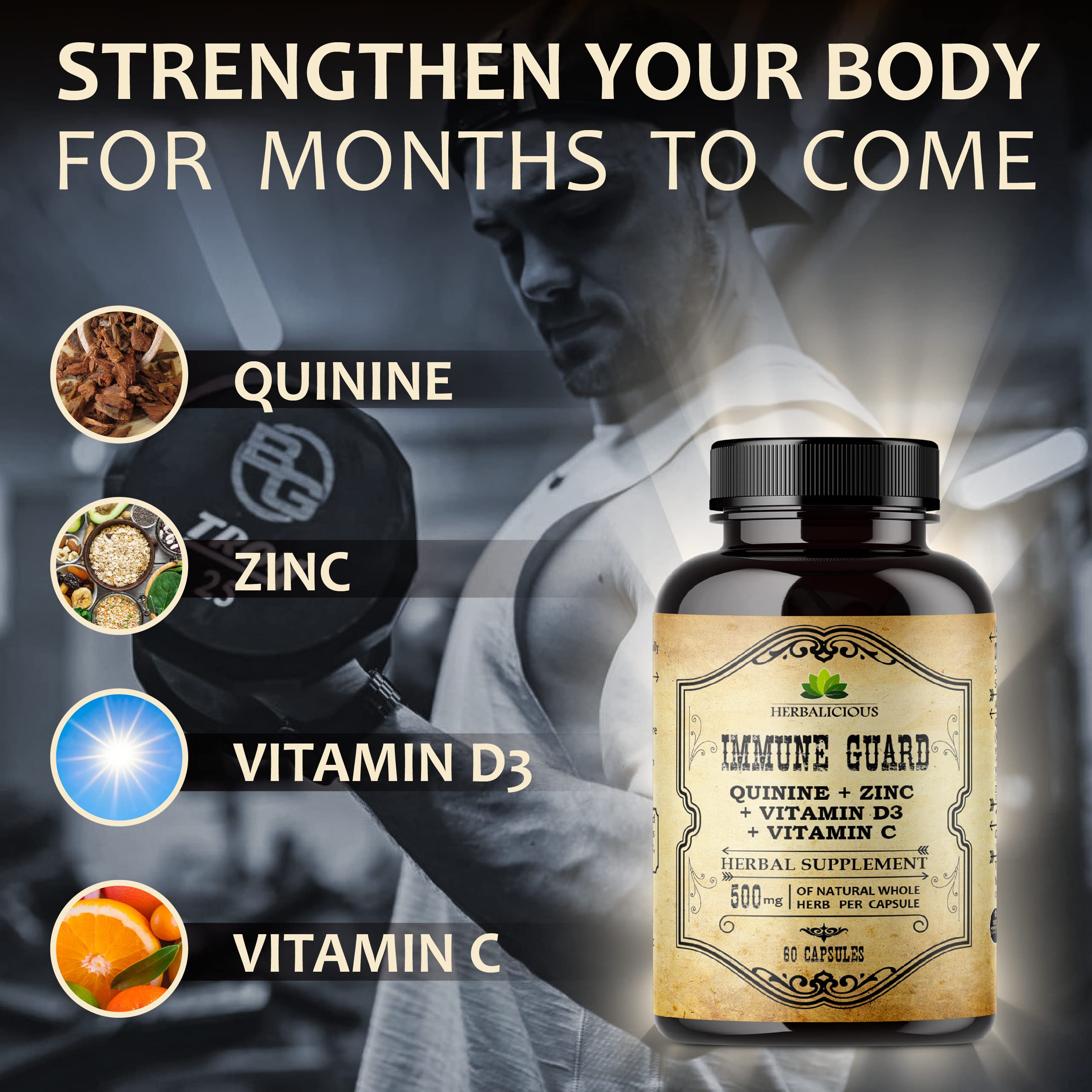 HERBALICIOUS Quinine Immune Guard – étiquette lisible et informations produit