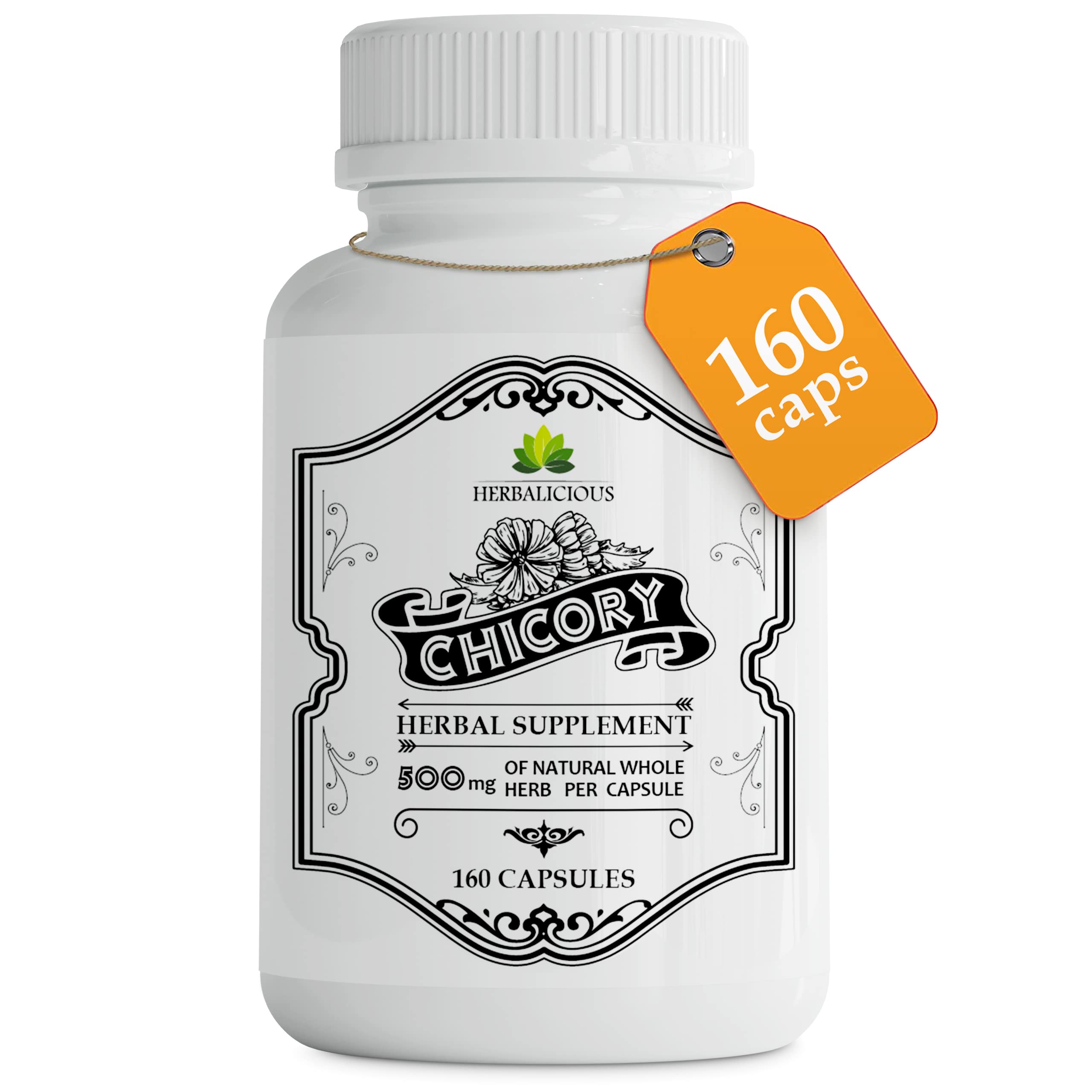 HERBALICIOUS racine chicorée – bouteille: prébiotique naturel pour une digestion plus douce.
