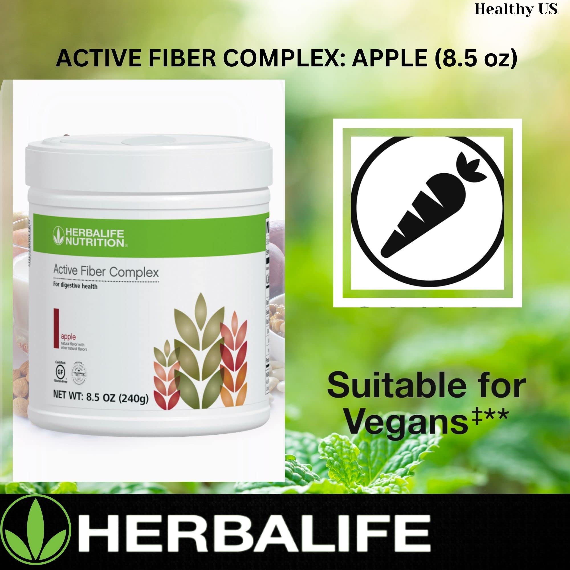 Herbalife Active Fiber Complex Pomme: ingrédients naturels mis en avant dans la composition.