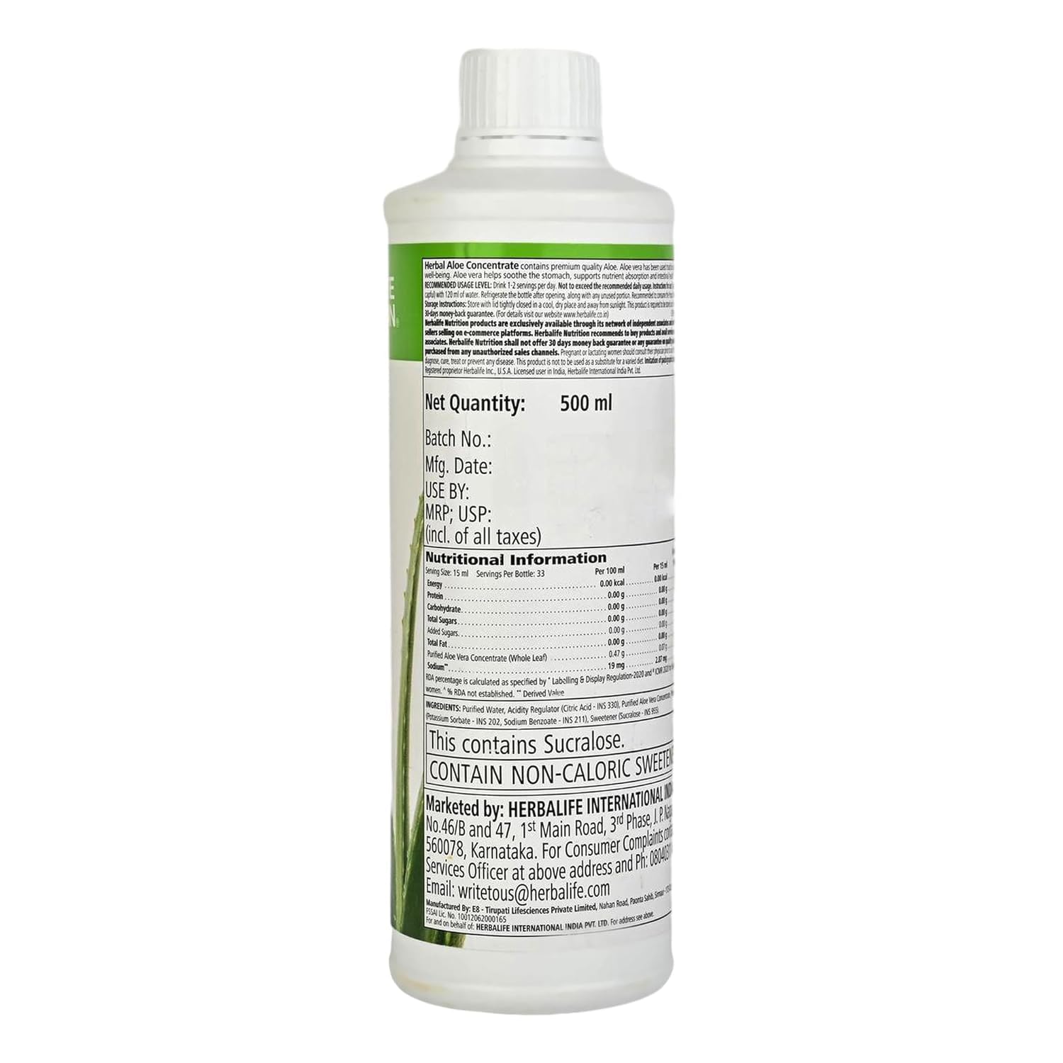 Herbalife Aloe Concentrate Cranberry, bouteille-ouverte, prête pour un apéritif léger après repas