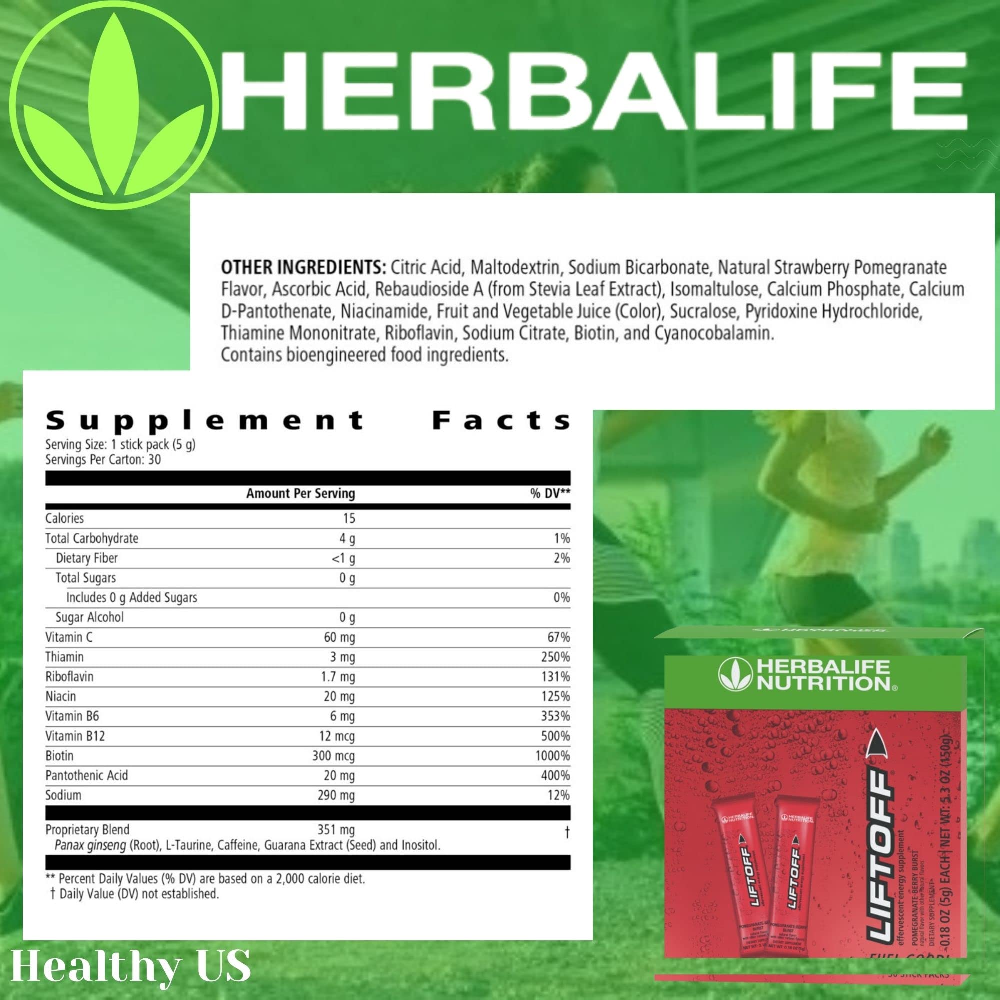 Herbalife Liftoff emballage compact: pratique à emporter.