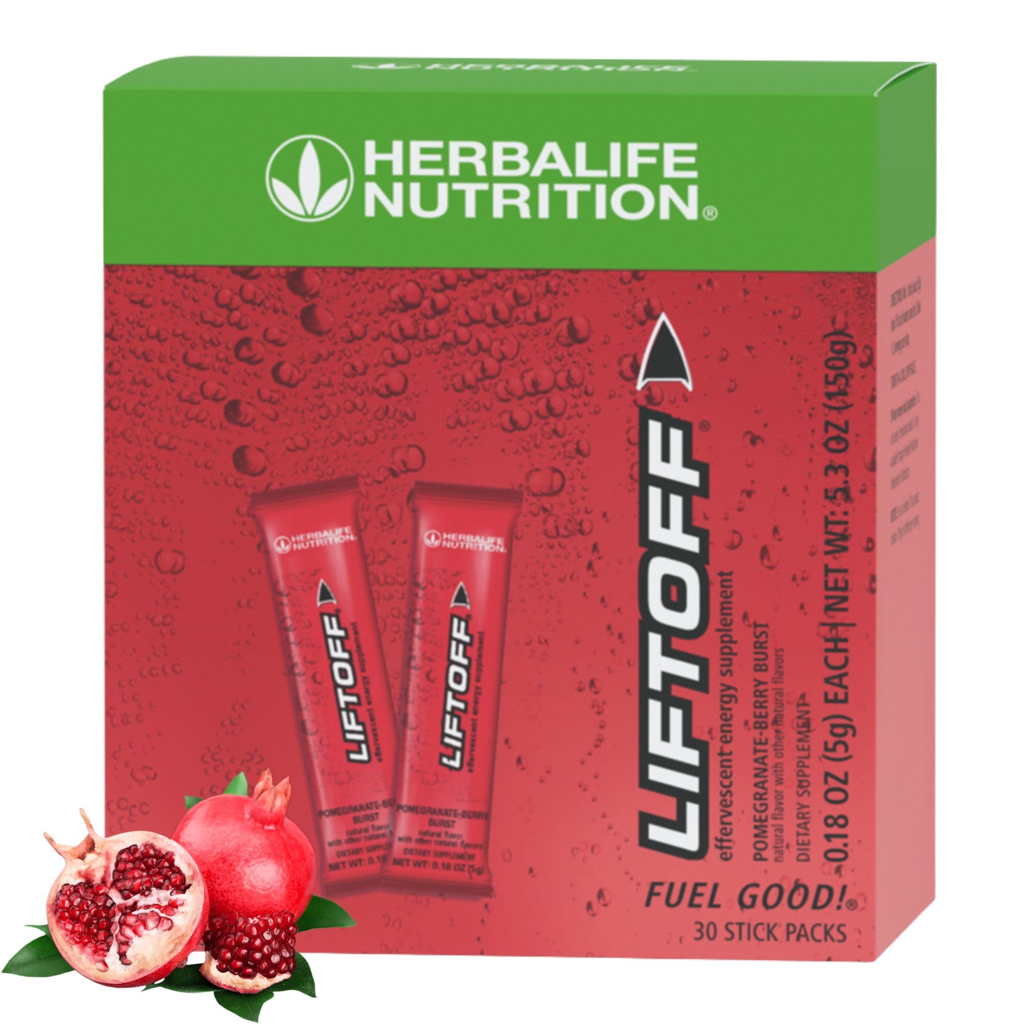 Herbalife Liftoff grenade-framboise boîte: énergie rapide et focus matinal.