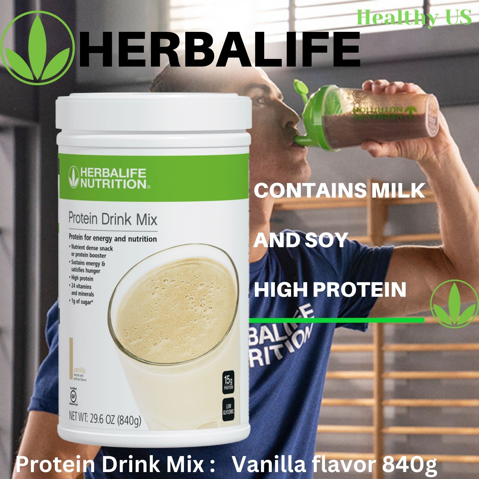 Herbalife Protein Drink Mix Vanille encas rapide avant l'entraînement.