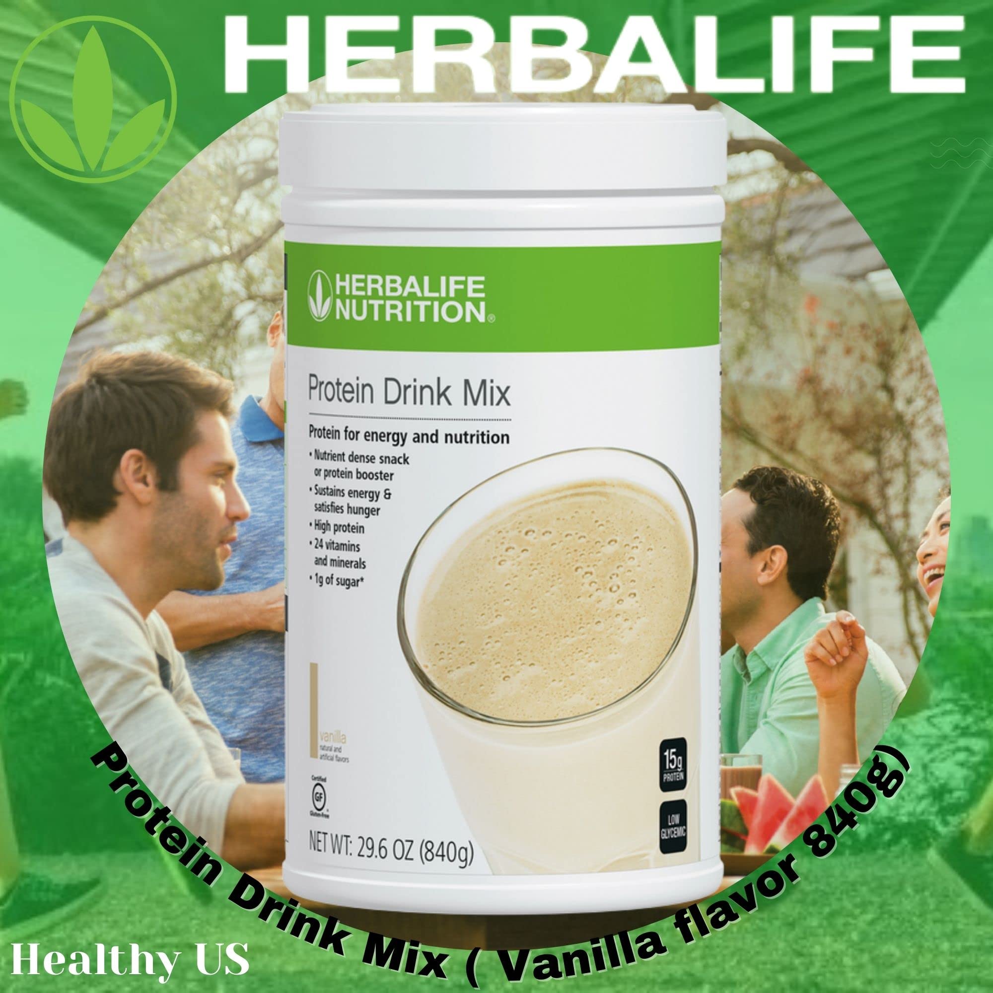 Herbalife Protein Drink Mix Vanille poudre fine, prête à se mélanger facilement.