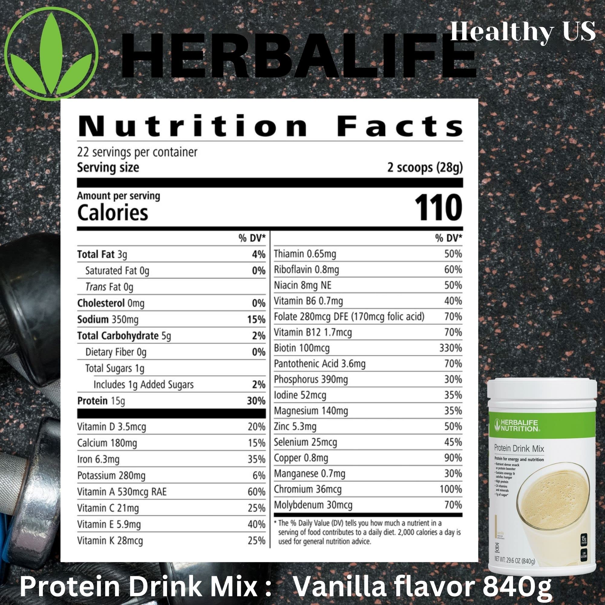 Herbalife Protein Drink Mix Vanille préparation rapide pour énergie quotidienne.
