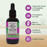 Etiquette du tonique prostatique Herbalist & Alchemist, informations claires.