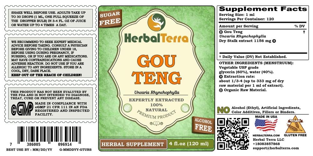 HerbalTerra Ramulus Uncariae cum Uncis – Étiquette claire, extrait sans alcool, praticité au quotidien