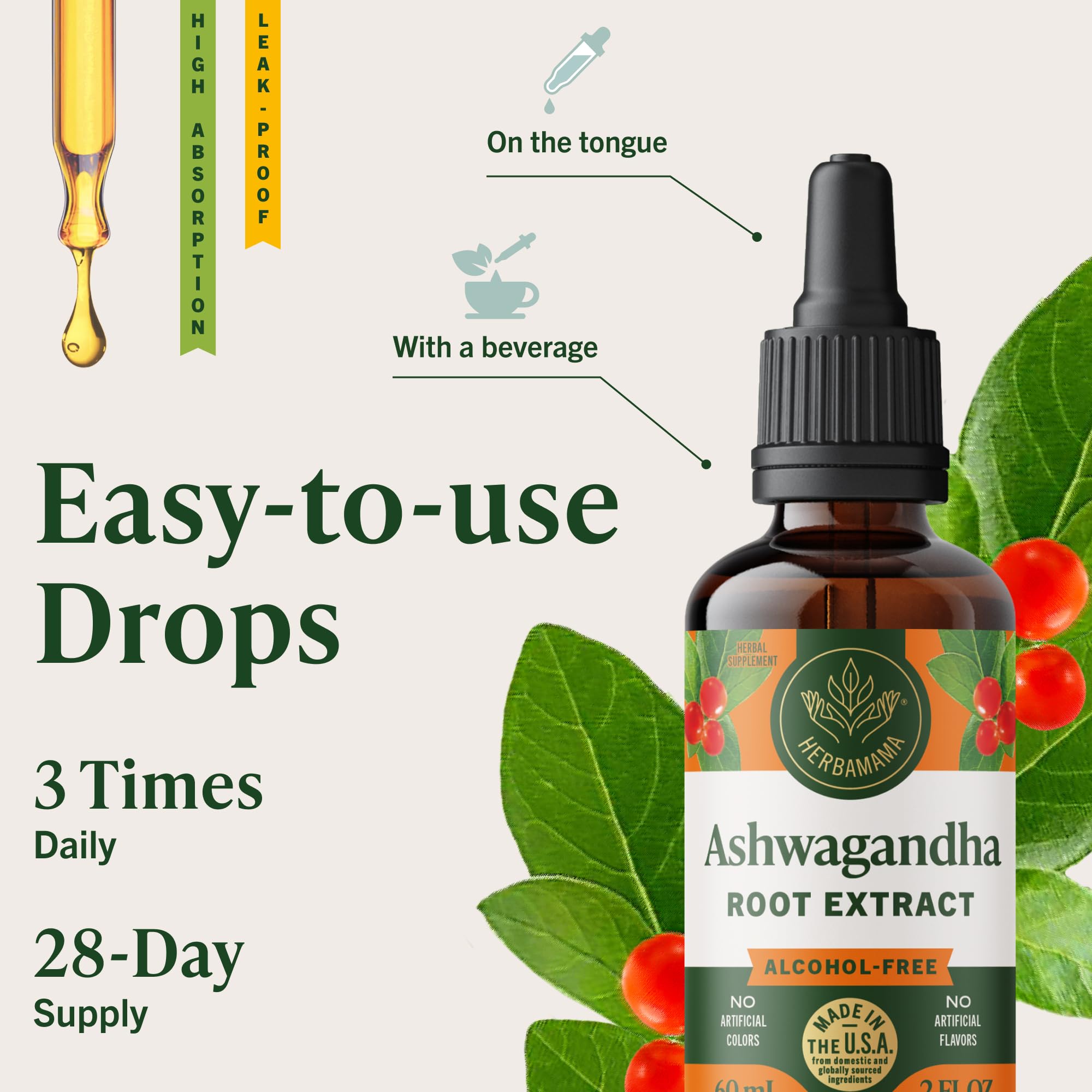 Herbamama gouttes: usage direct sur la langue ou dilution dans eau.