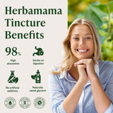 Flacon de gouttes Herbamama Ashwagandha: dosage facile et utilisation pratique.