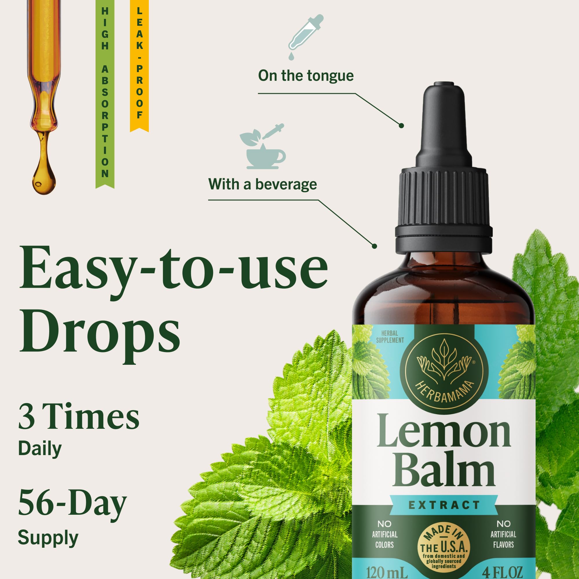 HERBAMAMA Bouteille Mélisse Emballage – emballage informatif neutre