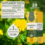 HERBAMAMA Dandelion Root Tincture - étiquette: composants simples et sans alcool.
