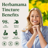 HERBAMAMA Dandelion Root Tincture - verre d'eau: dilution facile pour boire.