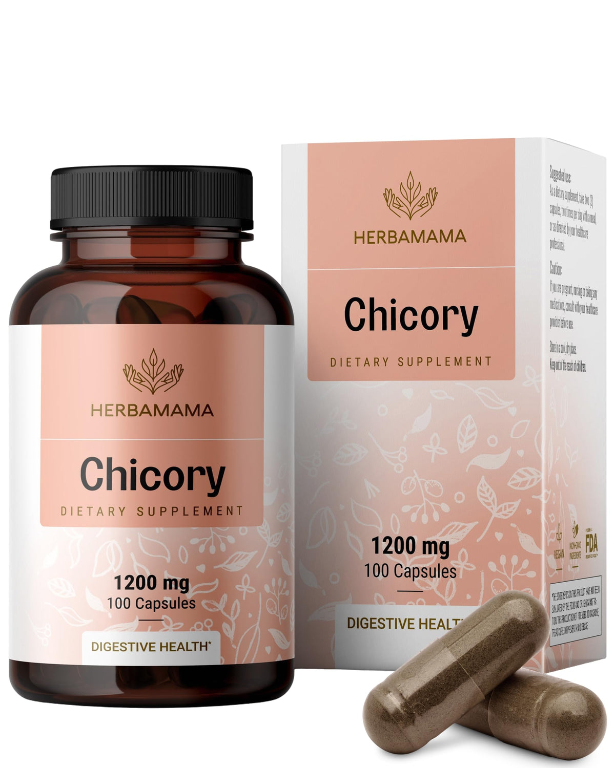 HERBAMAMA fibre chicorée – Bouteille: soutien digestif naturel.
