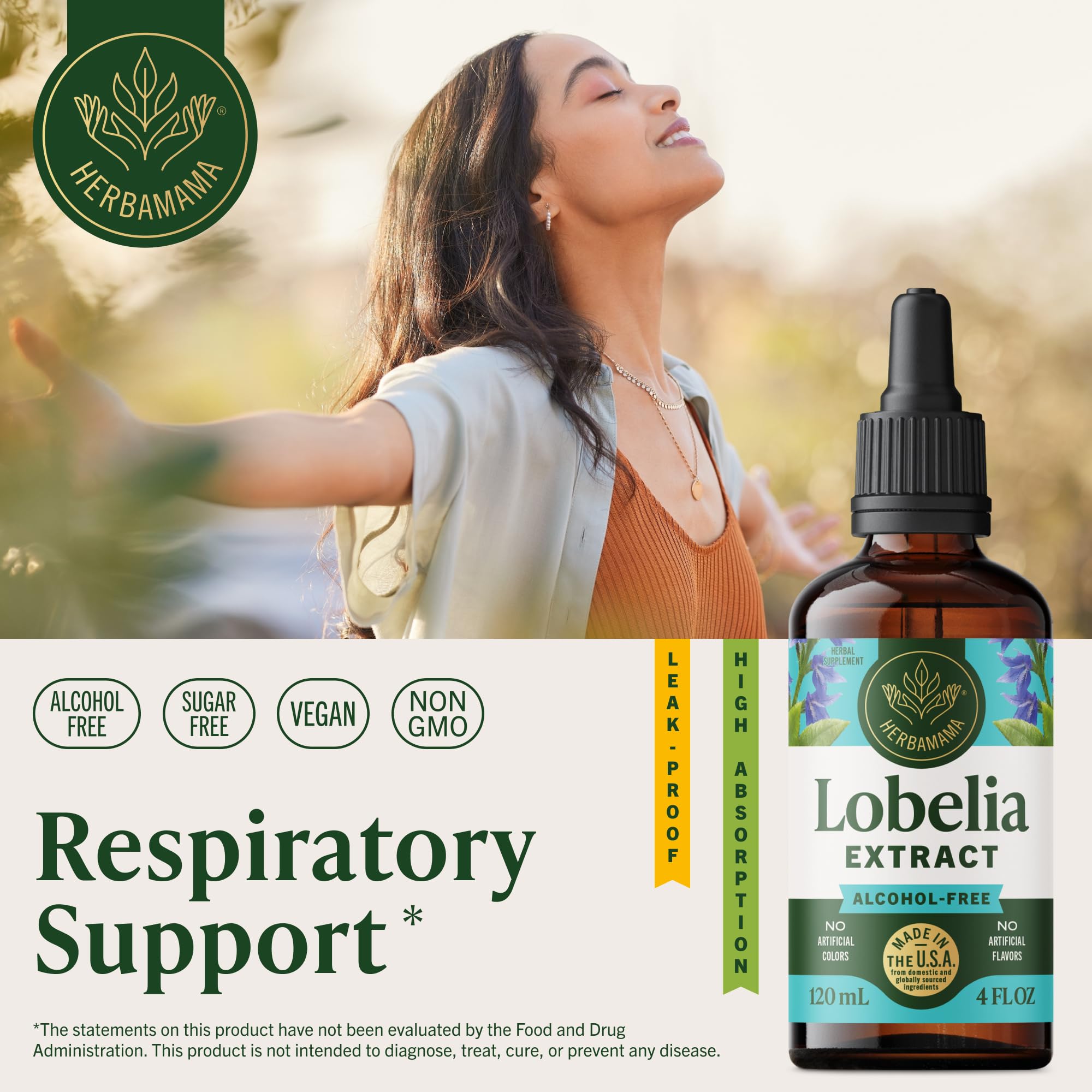 Gouttes Lobélie Herbamama avec dosage précis pour detox pulmonaire doux.
