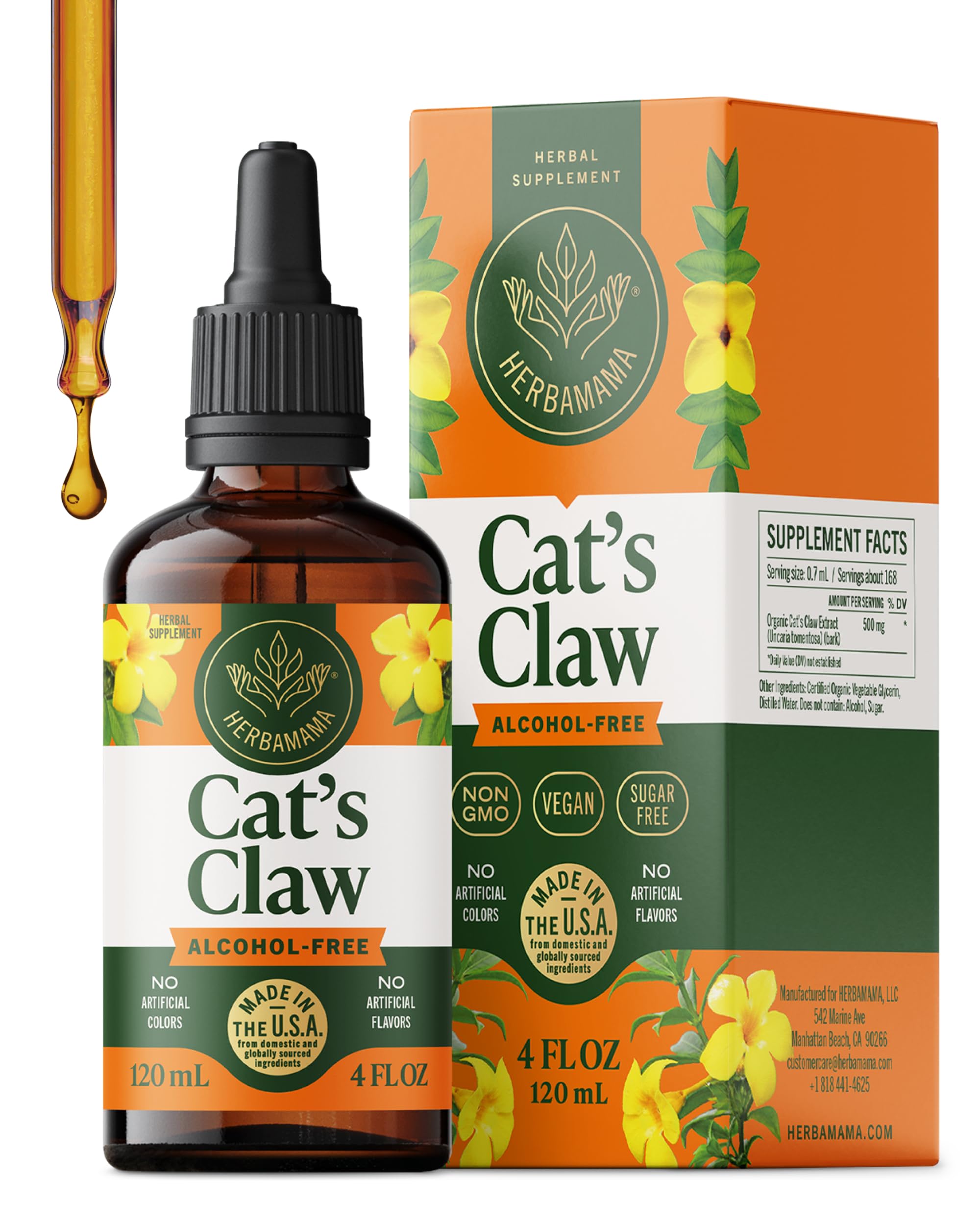 HERBAMAMA Teinture Griffe du Chat – Bouteille prête pour un soutien immunitaire potentiel.