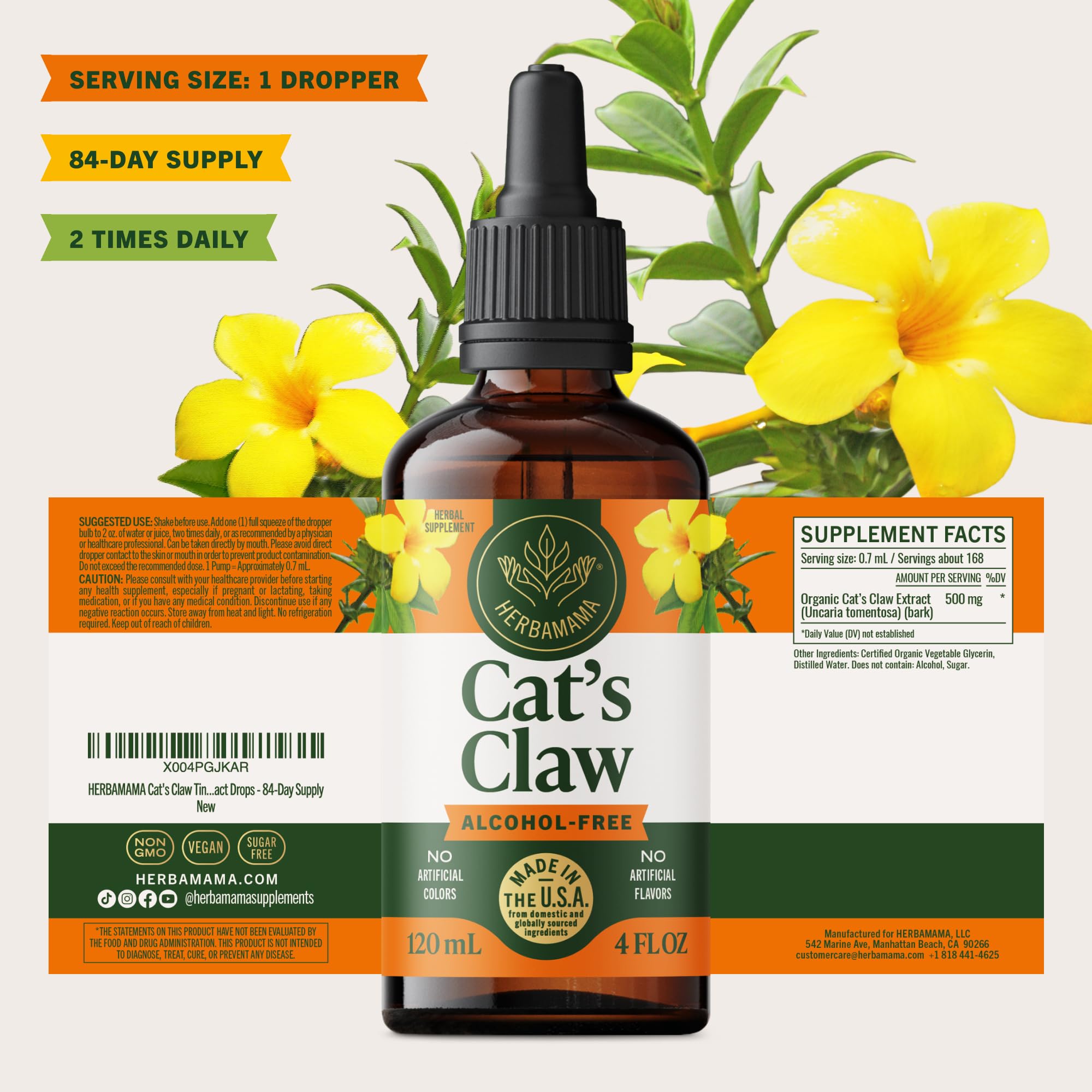HERBAMAMA Teinture Griffe du Chat – Support quotidien pour le bien-être naturel.