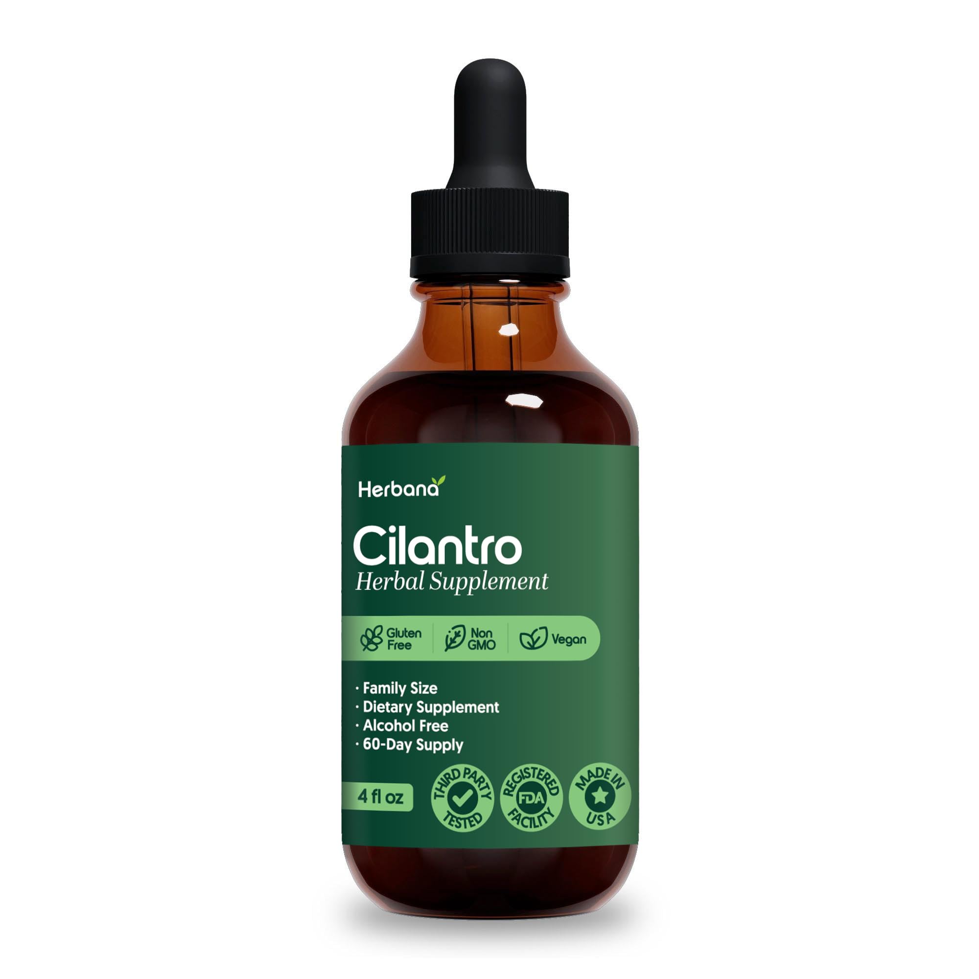 HERBANA coriandre extrait liquide: bouchon anti-fuite pour voyage sûr.