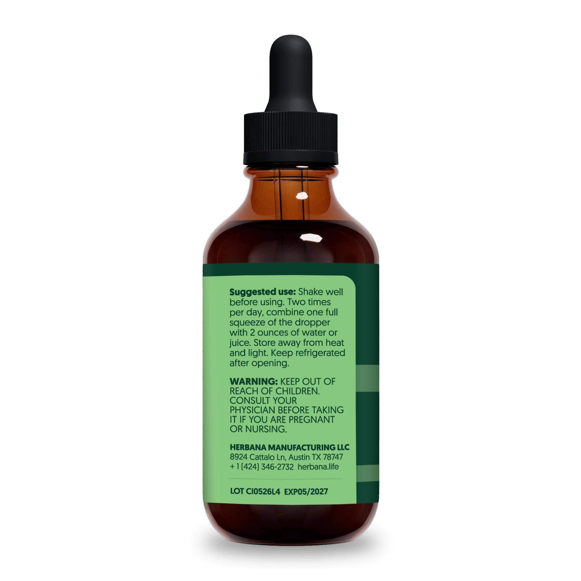 HERBANA coriandre extrait liquide: flacon ambré protégeant la fraîcheur.
