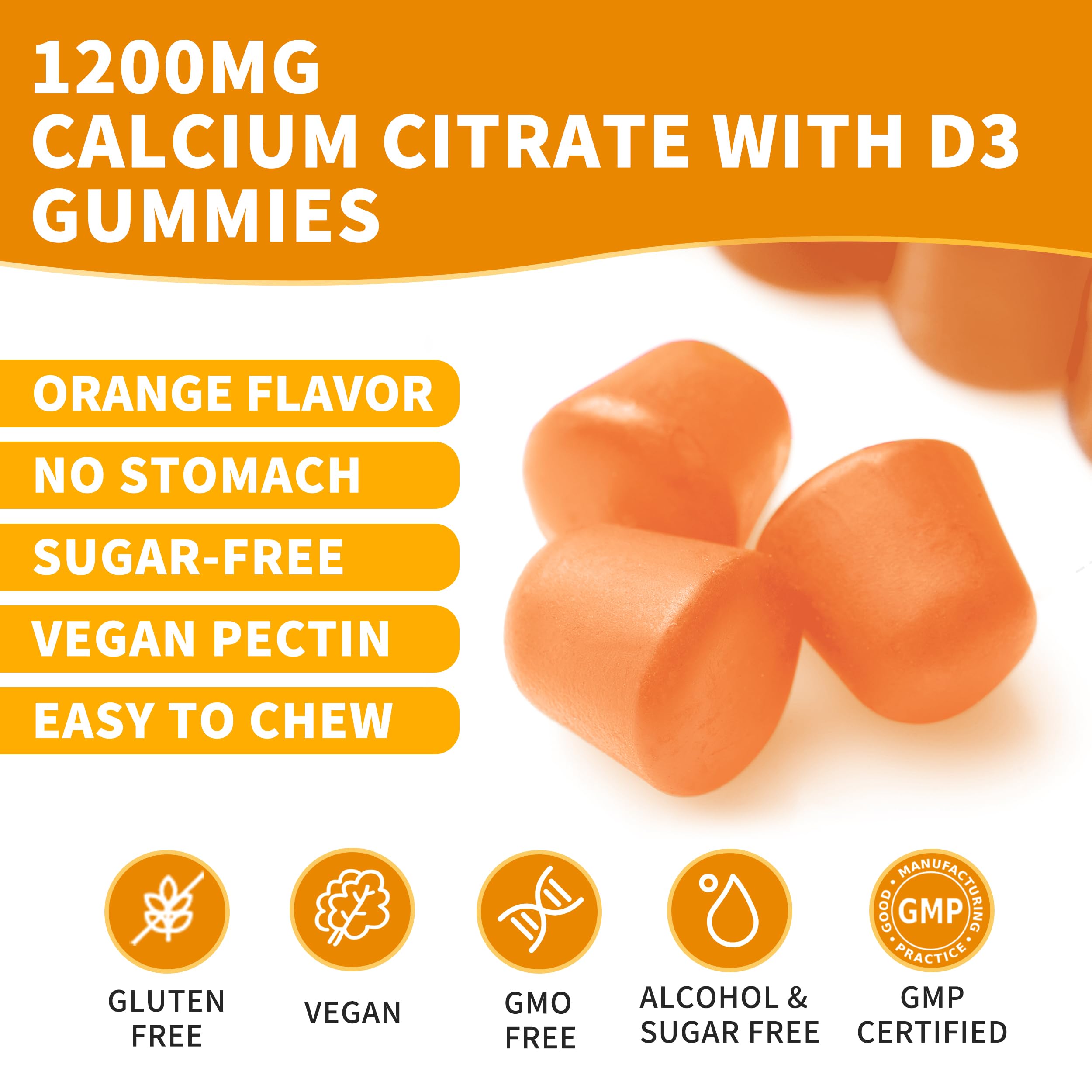 Herbance Calcium Citrate Gummies D3, absorption améliorée et soutien musculaire