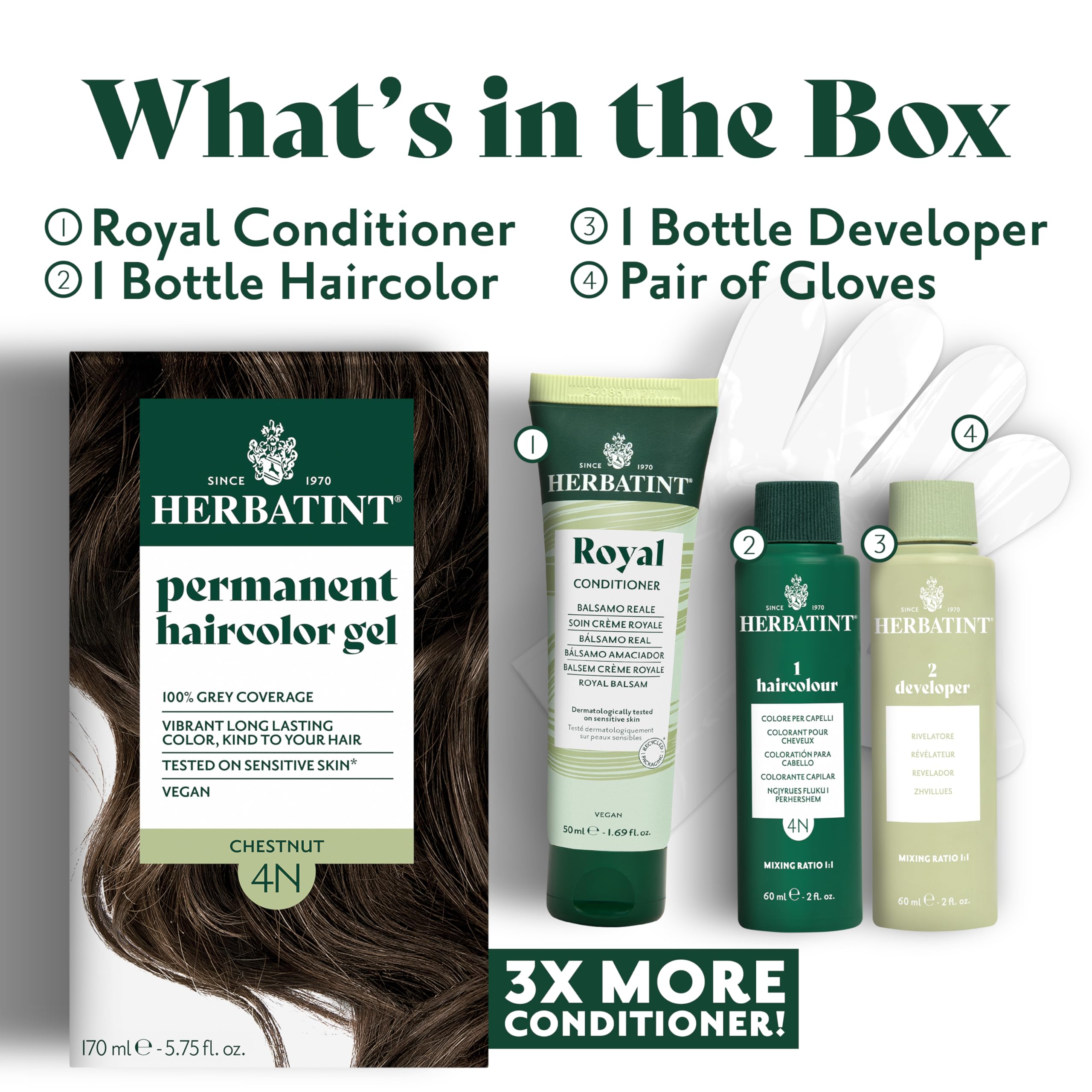 Extraits d’herbes biologiques dans Herbatint 6N Blond Foncé pour une couleur harmonieuse