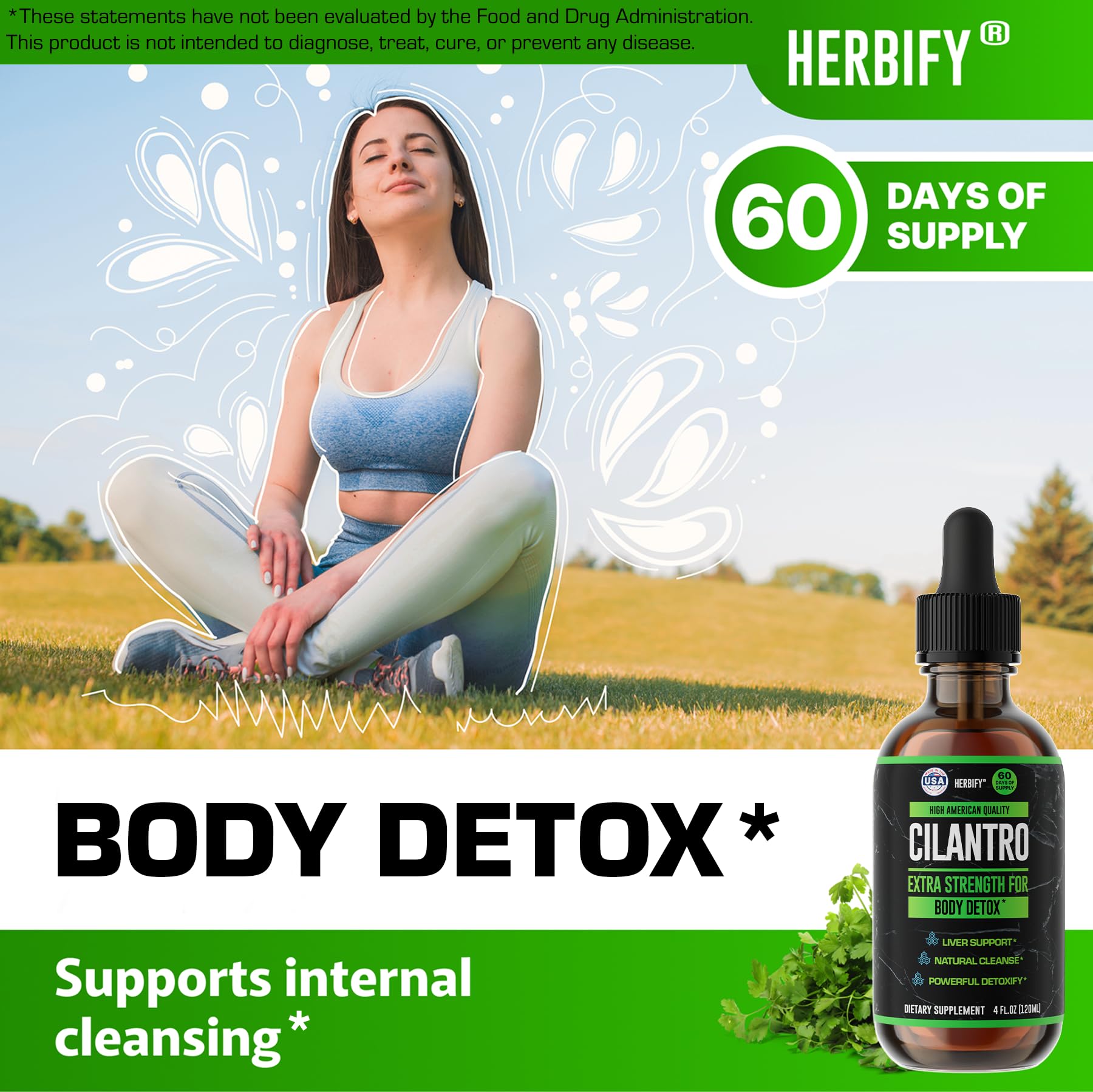 HERBIFY Extrait de cilantro, détox quotidien et énergie naturelle.