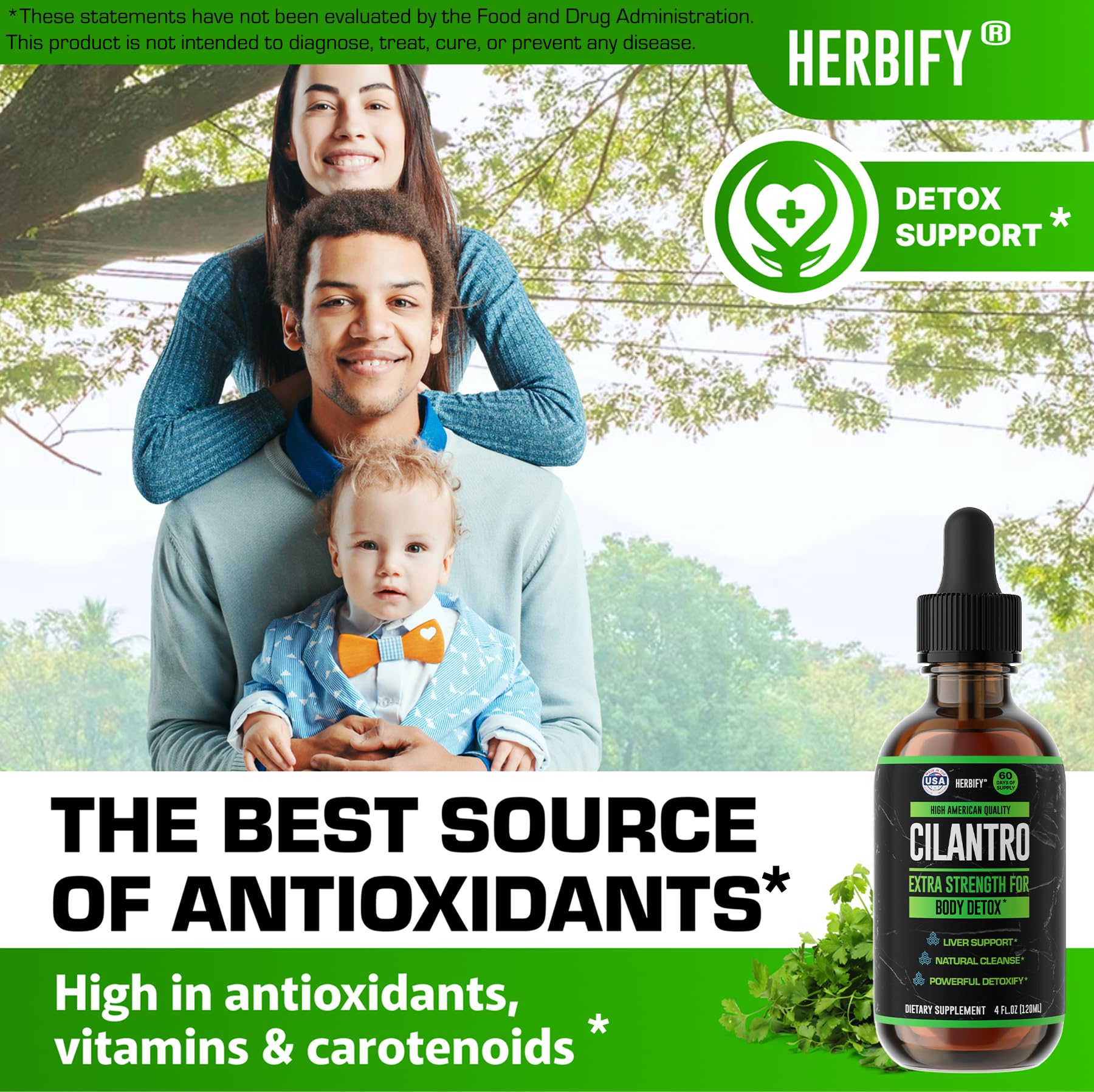 HERBIFY Cilantro Tincture, soutien cardio-vasculaire et bien-être quotidien.