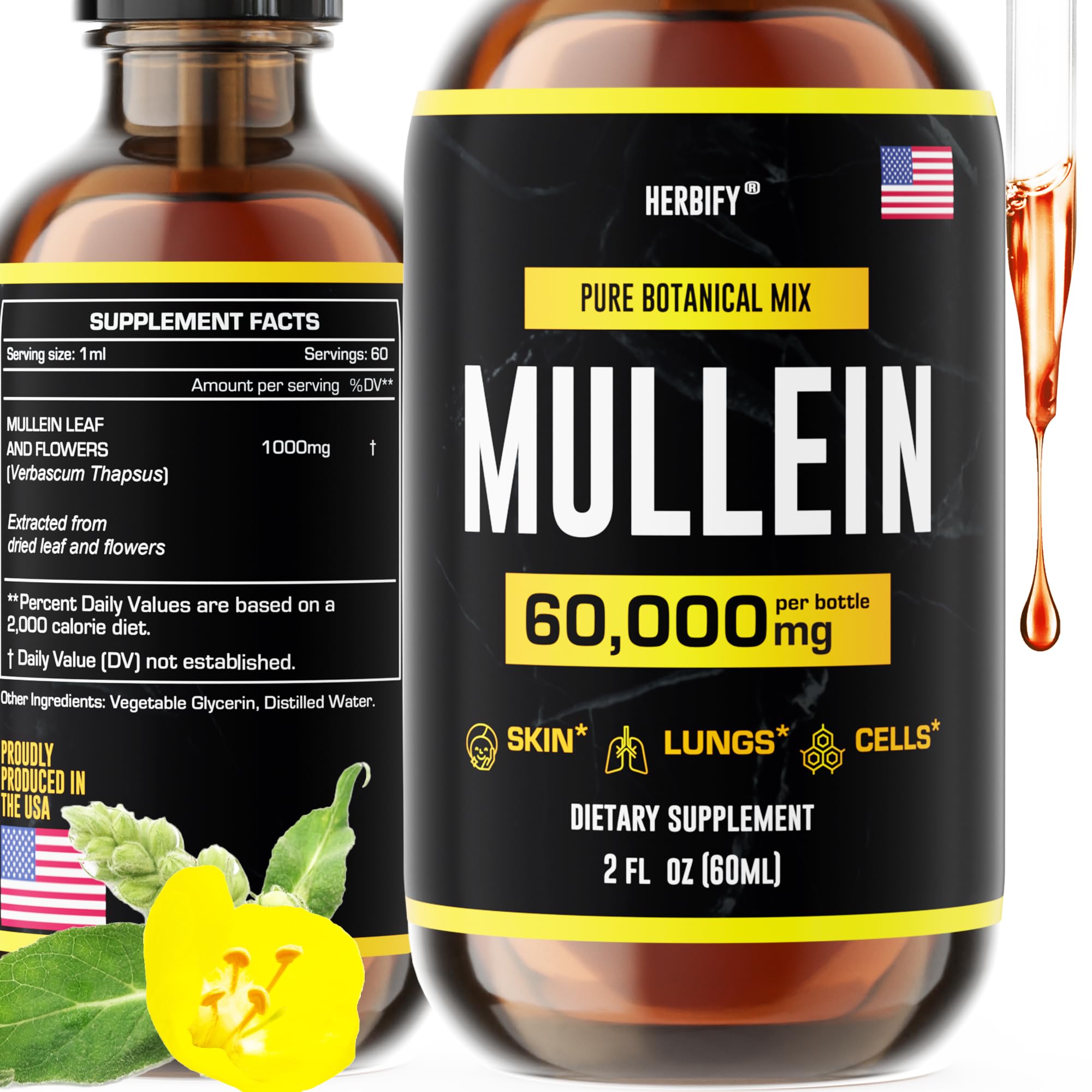 Herbify Extrait Molene, flacon-gouttes pour une routine respiratoire pratique.