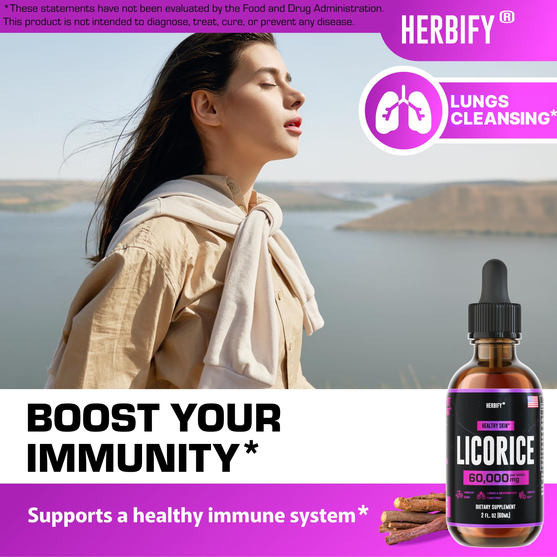 HERBIFY Extrait de réglisse – ingrédients simples et naturels, sans additifs.