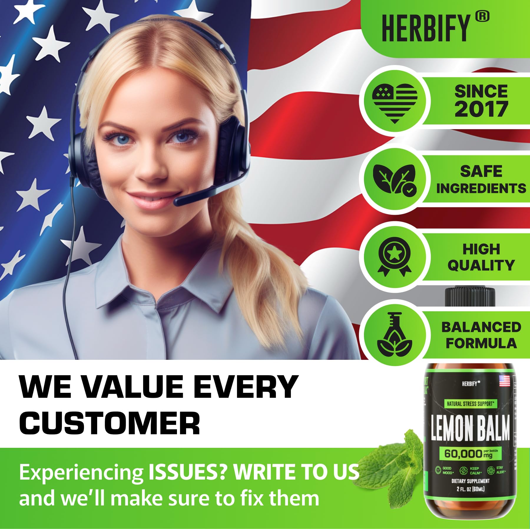HERBIFY Mélisse officinale, boîte-produit, emballage clair pour choisir facilement.