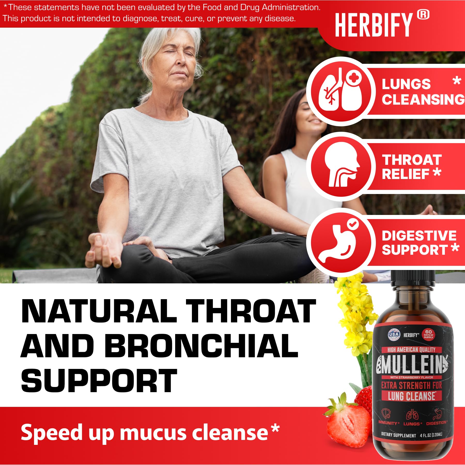 HERBIFY Mullein Drops, emballage soigné, signe de qualité et traçabilité.