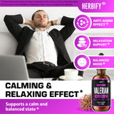 Fiole HERBIFY valeriane, indiquant qualité américaine et traçabilité.