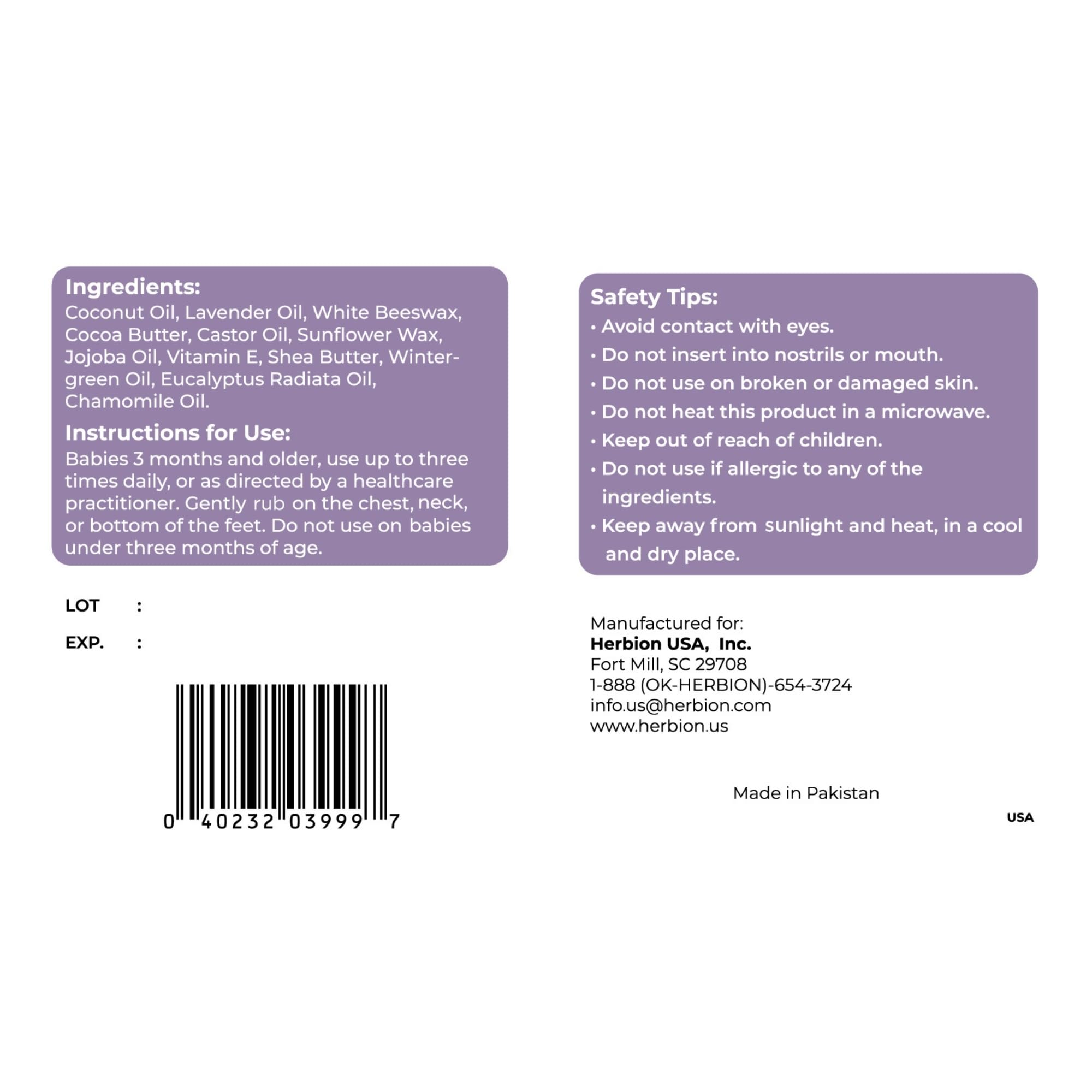Herbion Baby Chest Rub en application douce sur la poitrine du bébé.