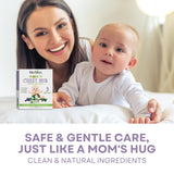Herbion Baby Chest Rub sans pétrole, idéal pour peau sensible.