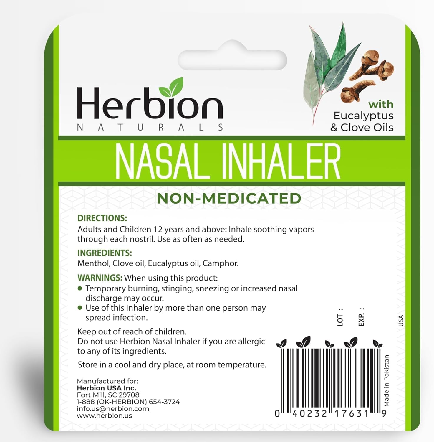 Herbion inhalateur nasal non medicamenteux, alternative sûre.