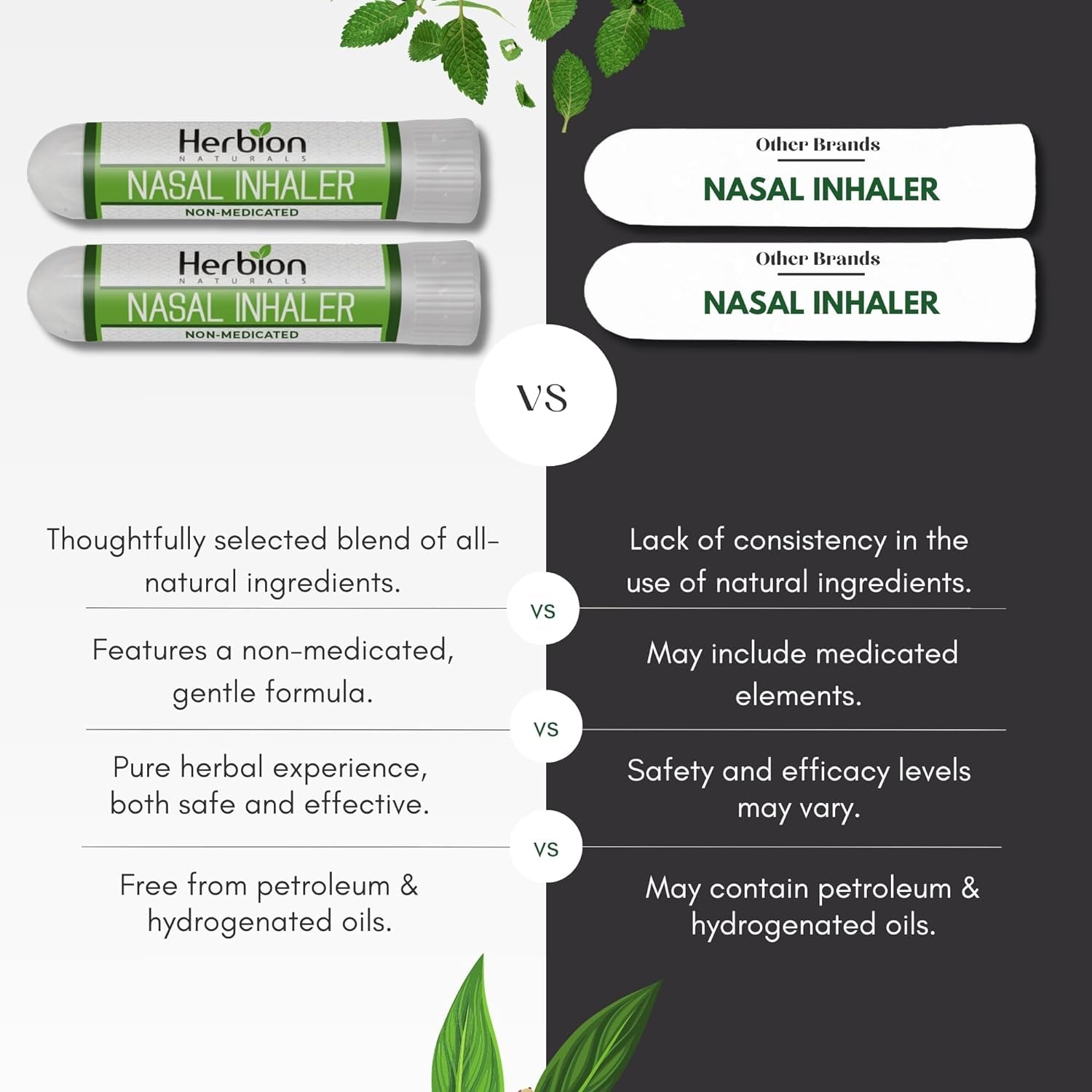 Herbion inhalateur nasal sur table, douceur aromatique.