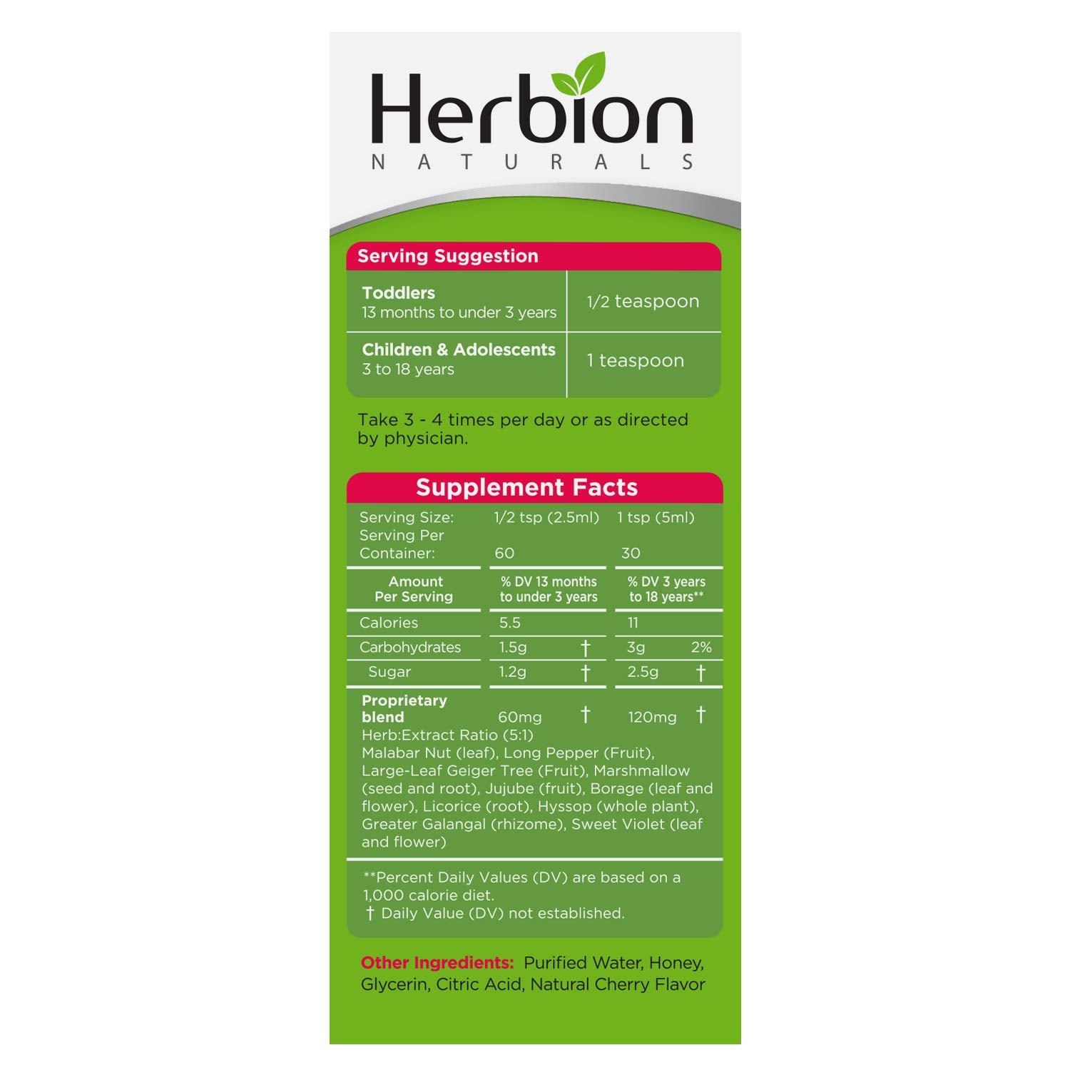 HERBION Naturals goût cerise naturel: rend le soin agréable et attractif pour les enfants.