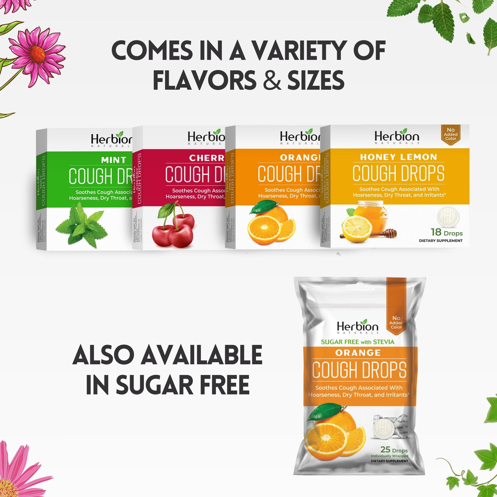 Pastilles HERBION Naturals à la cerise – format poche pratique.