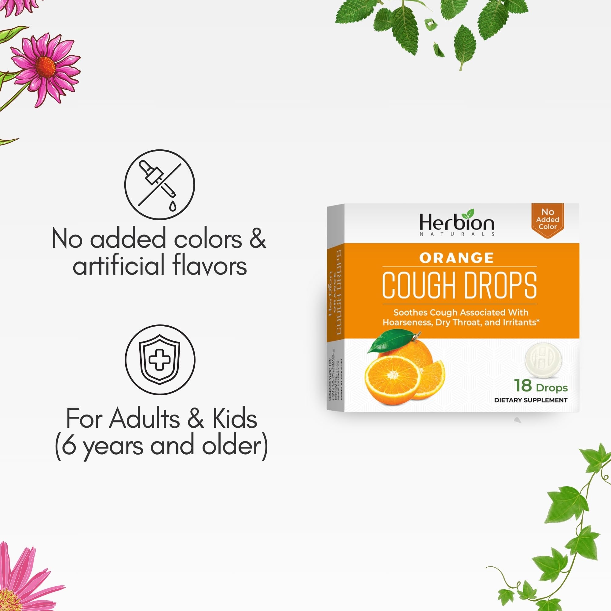 Sans gluten et sans fruits à coque, HERBION Naturals.