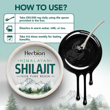 HERBION Shilajit emballage verre, voyage facile et stockage efficace.