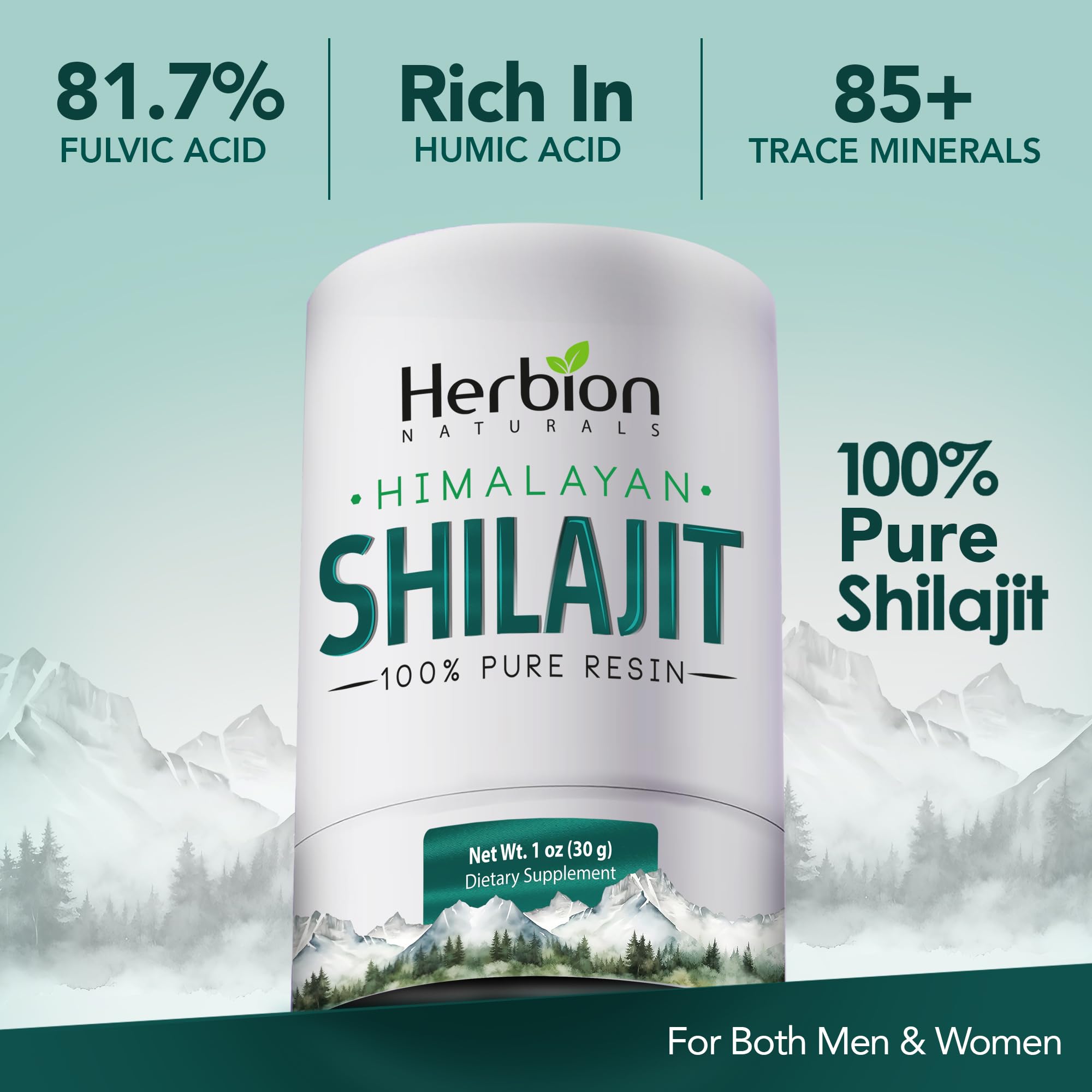 HERBION Shilajit dans un bocal-verre avec cuillère, dosage facile et hygiénique.