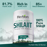 HERBION Shilajit dans un bocal-verre avec cuillère, dosage facile et hygiénique.