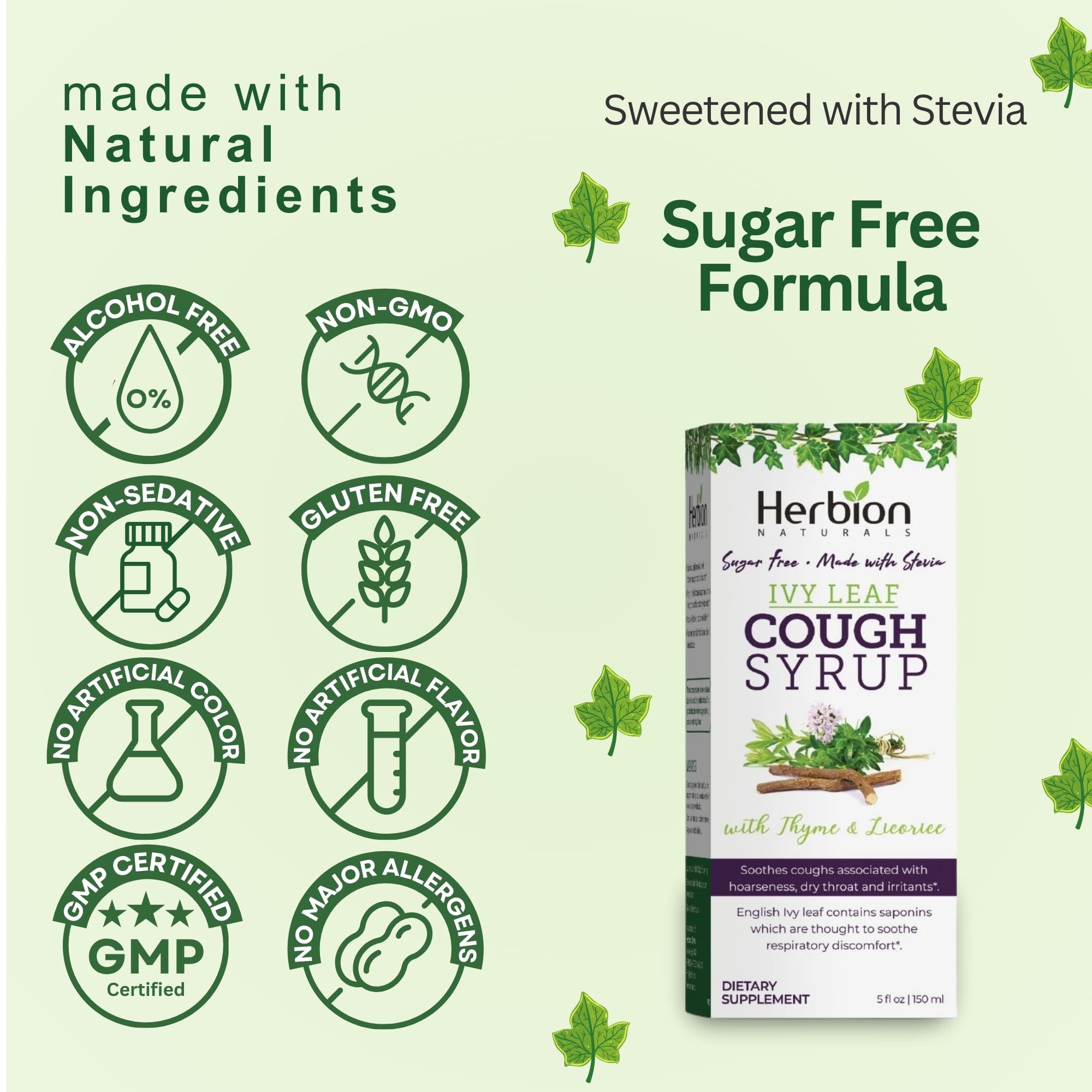 HERBION Sirope lierre-thym-reglisse – usage quotidien, texture fluide.