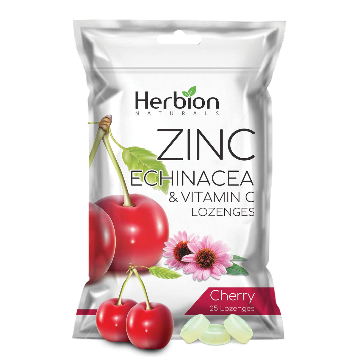 HERBION pastilles cerise emballage, format pratique pour la poche et le sac.