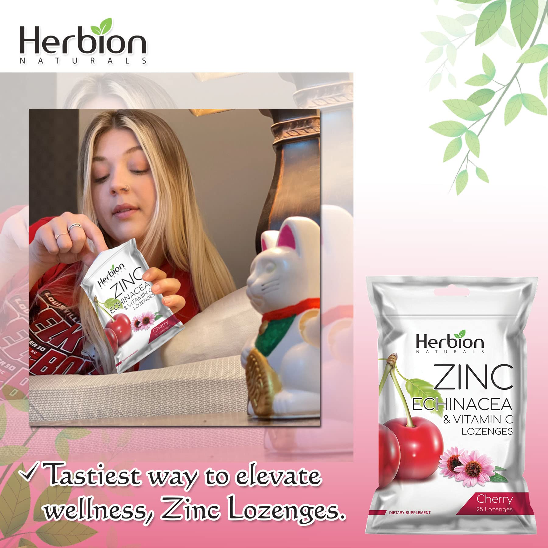 HERBION pastilles cerise enfants 5+, usage sûr pour les jeunes consommateurs.