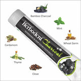 Herbodent Charbon Dentifrice – ingrédients: huile de germe de blé, thym et girofle.