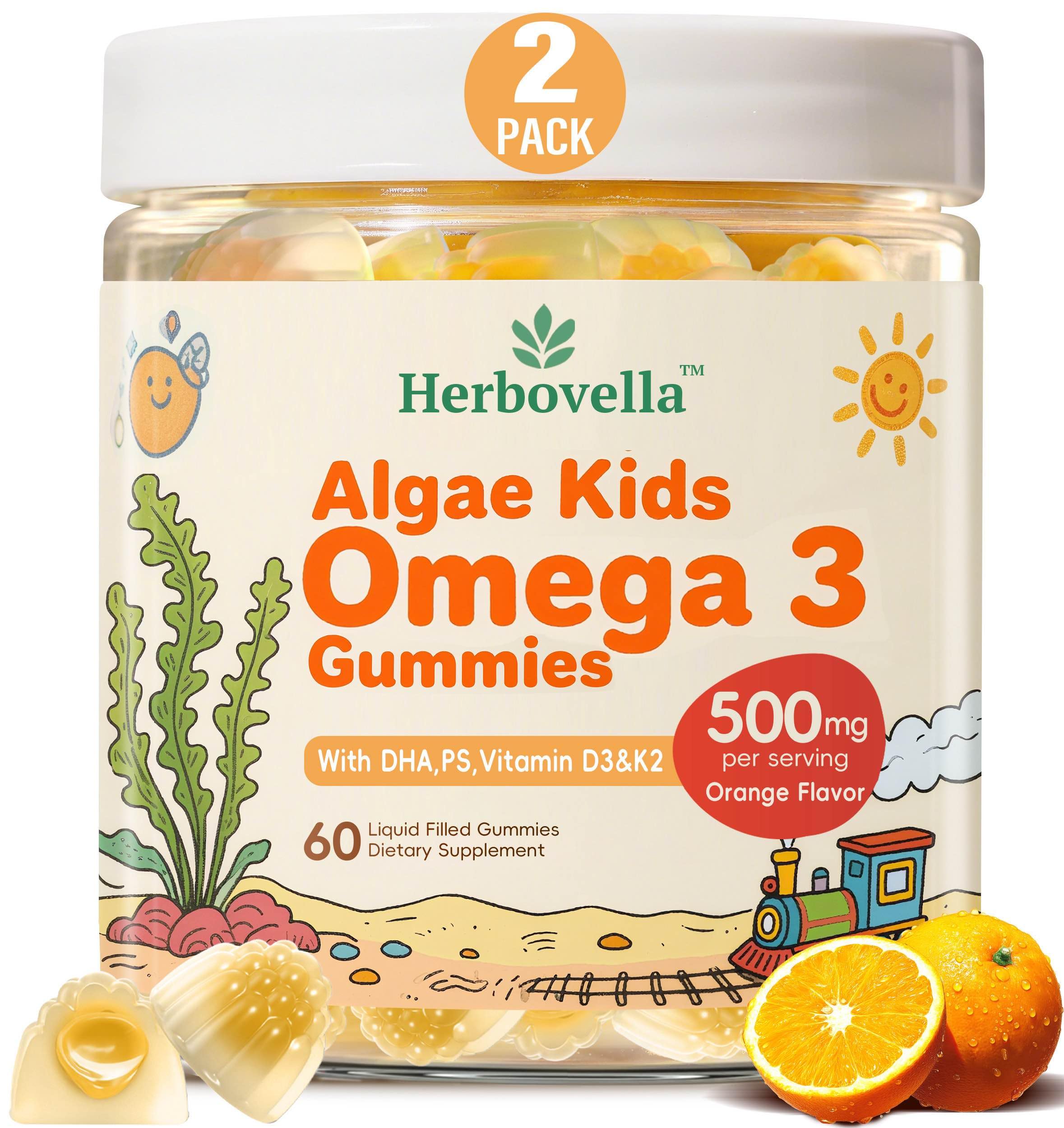 Gommes Oméga-3 Herbovella pour enfants – bouteille pratique et soutien possible au focus.