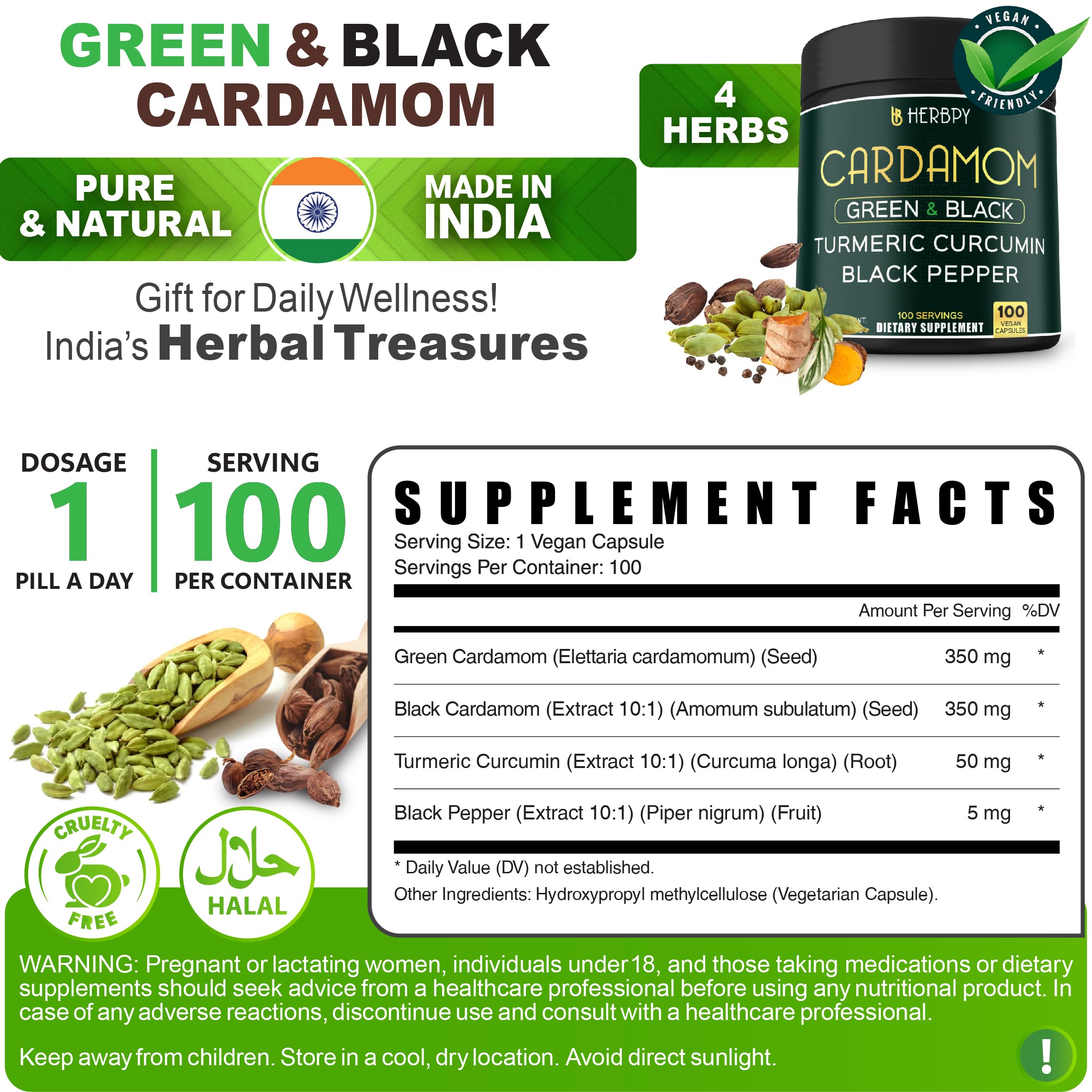 Herbpy Gélules véganes : dosage quotidien pratique pour le bien-être intérieur.