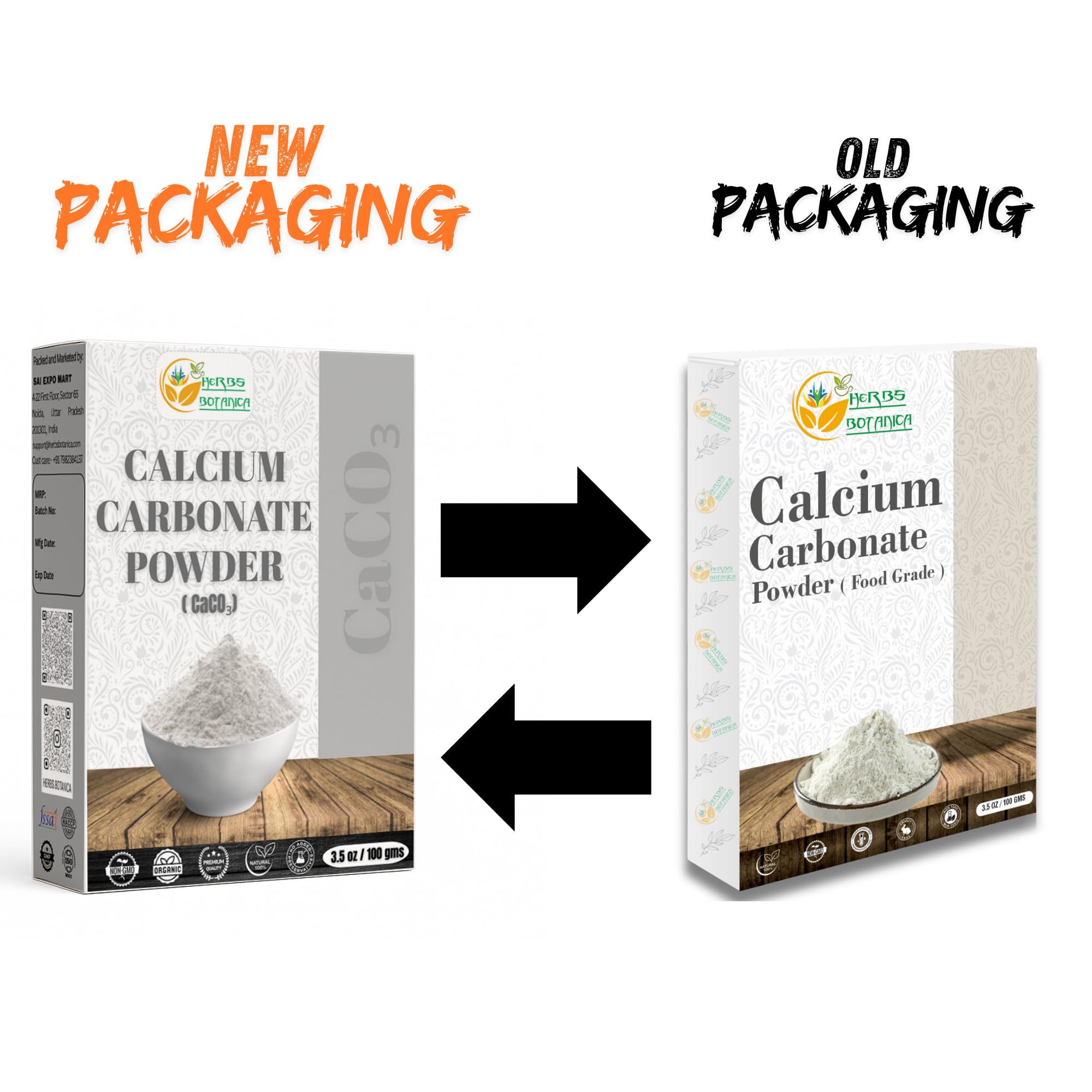 Herbs Botanica Calcium Carbonate, poudre facilitant l'absorption du calcium.